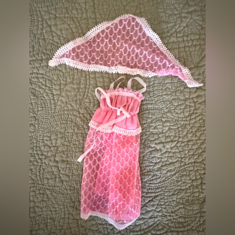 Vintage Skipper Doll Pink Spring Dress with Shawl